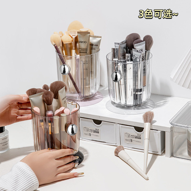 Cosmetic Brush Storage Cartridge Desktop Large Capacity Lipstick Cosmetic Storage Box Transparent Rotating Eyebrow Pen Storage Shelf