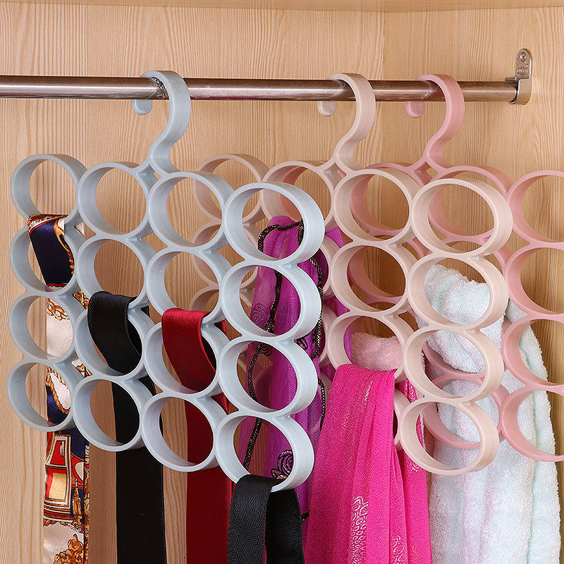 Plastic porous scarf silk scarf hanger non-slip seamless hanger storage rack 15-hole tie belt belt shelf