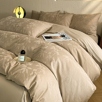 2025 New High-End Jacquard Satin Cotton Brushed Four-Piece Set Autumn and Winter Pure Cotton Quilt Cover Bed Sheetss Bedding