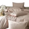 High-End Feel! Class a 100-Count Long-Staple Cotton Four-Piece Set, Solid Color Embroidered Bow Pillowcase, Pure Cotton Duvet Cover, Bed Sheet