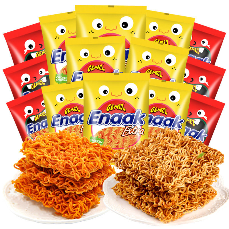Indonesia Imports Gemez Chicken Noodles Crispy Noodles 30g Spicy Roasted Chicken Flavor Palm Crisp Leisure Zero Food Wholesale