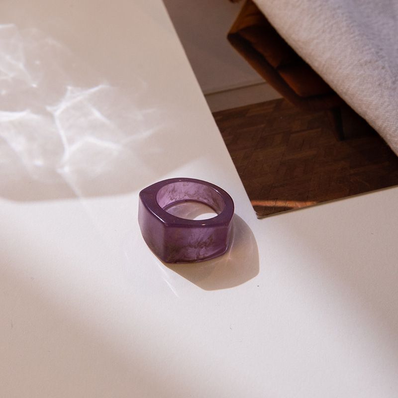 现货树脂醋酸戒指女混合彩色圆形方形指环套装外贸内销指圈批发