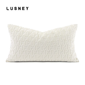 LUSNEY Light Luxury High-end Velvet White Pillow Pillow Villa Sofa Big Brand F Letter Model Room Waist Cushion