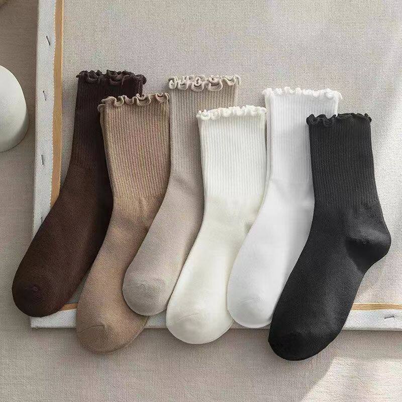 Socks for women, mid-calf lace, spring and autumn piles, ear...
