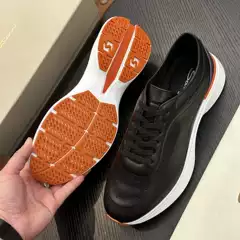 New Santon Genuine Leather Export-Grade First-Layer Cowhide Trendy Men's Shoes, Versatile for Everyday Wear, Fashionable Casual Shoes, Low-Top Leather Shoes