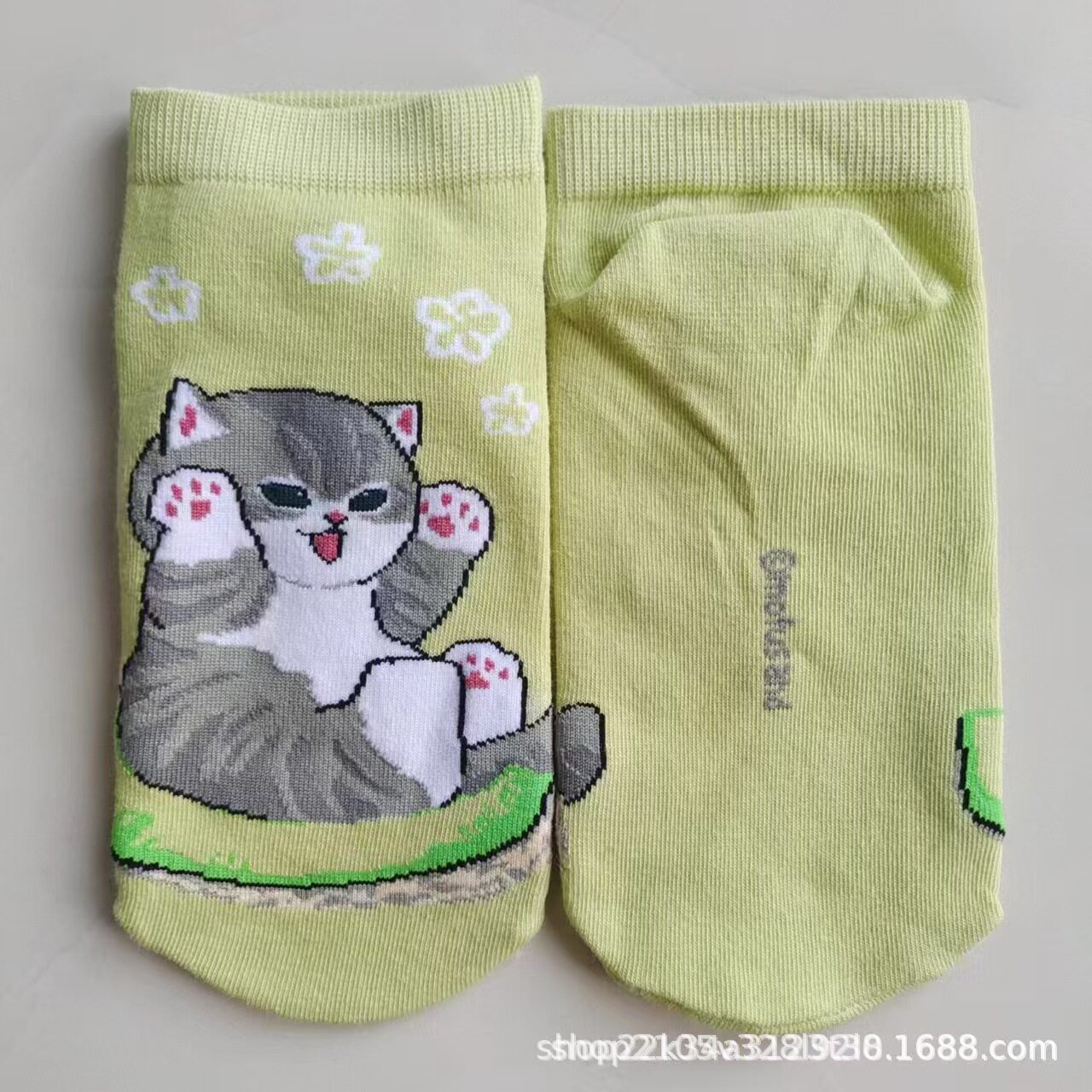 日单mofusand鲨鱼猫库存炸虾猫系列外贸出口女卡通棉袜短袜可爱袜