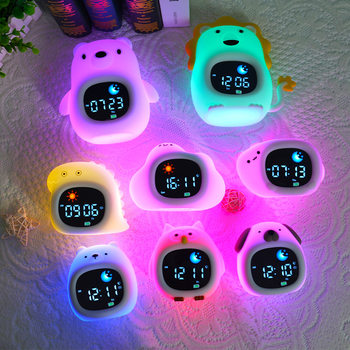 New Product: Cartoon Animal Lion Alarm Clock Night Light, Rechargeable Usb, Children's Gift, Patting Stress-Relief Ambient Light
