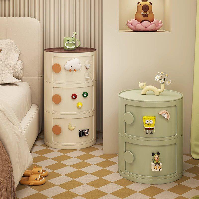 Multi-Layer Bedroom Storage Cabinet Small Narrow Storage Cabinet Ultra-Narrow Bedside Table Sofa Side Cabinet Cylindrical Bedside Table Living Room