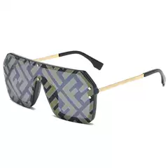 New European and American Big Frame Fashion One-piece F letter watermark sunglasses women's trendy cross-border personalized sunglasses men
