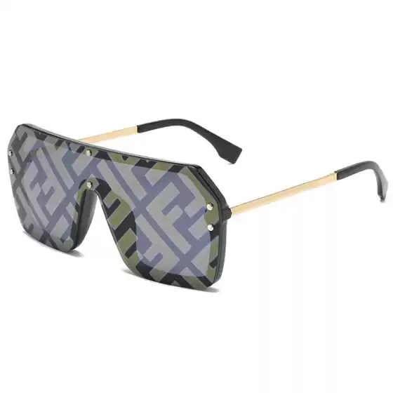 New European and American Big Frame Fashion One-piece F letter watermark sunglasses women's trendy cross-border personalized sunglasses men