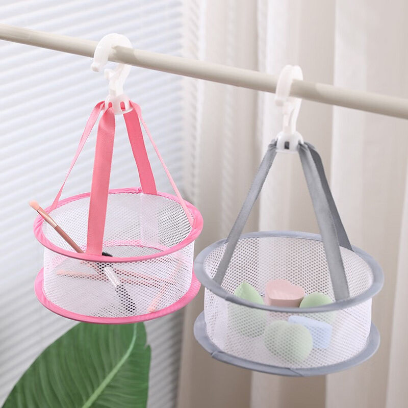 Foldable Mini Clothes Drying Basket for Home Use, Makeup Sponge Storage Mesh Rack, Round Sock Drying Organizer Wholesale