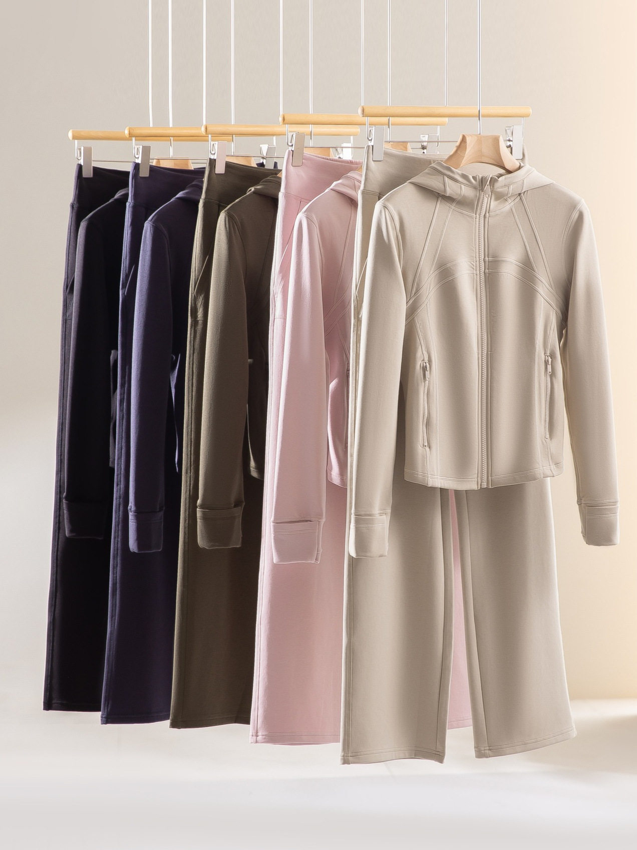 Comfortable Stretch Cotton Jacket Women's Hooded Straight Pants Sports Fitness Suit Two-Piece Slimming Look Warm Autumn and Winter Women's Clothing