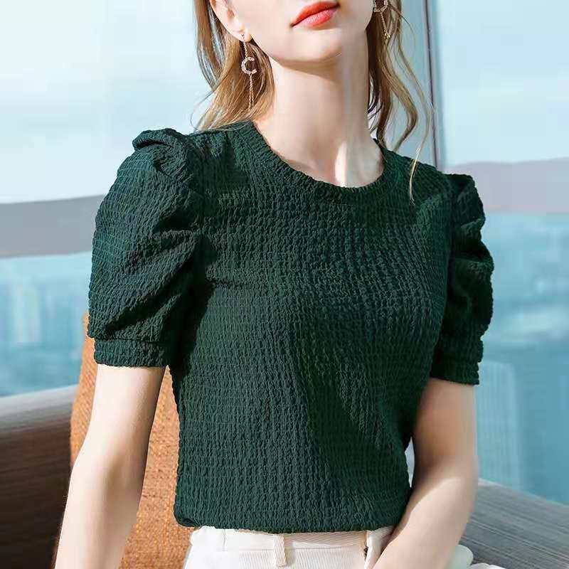 Womens Summer Short Sleeve T Shirt Lace Detail Pleated Design Casual Chic Style Available in Multiple Sizes and Colors
