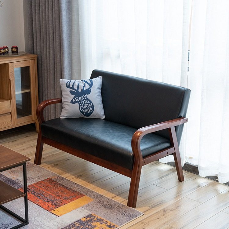 曲木扶手现代沙发新款田园布艺双人单人客厅实木日式简易沙发椅