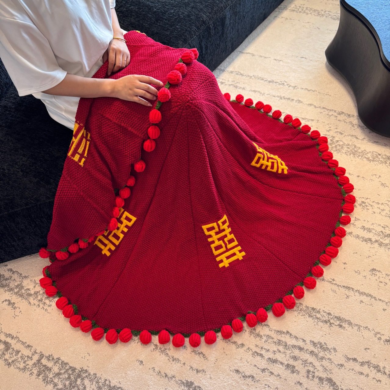 New Style Rose Blanket with Happy Words, Finished Product for Wedding, Special for Besties, Factory Direct Sale