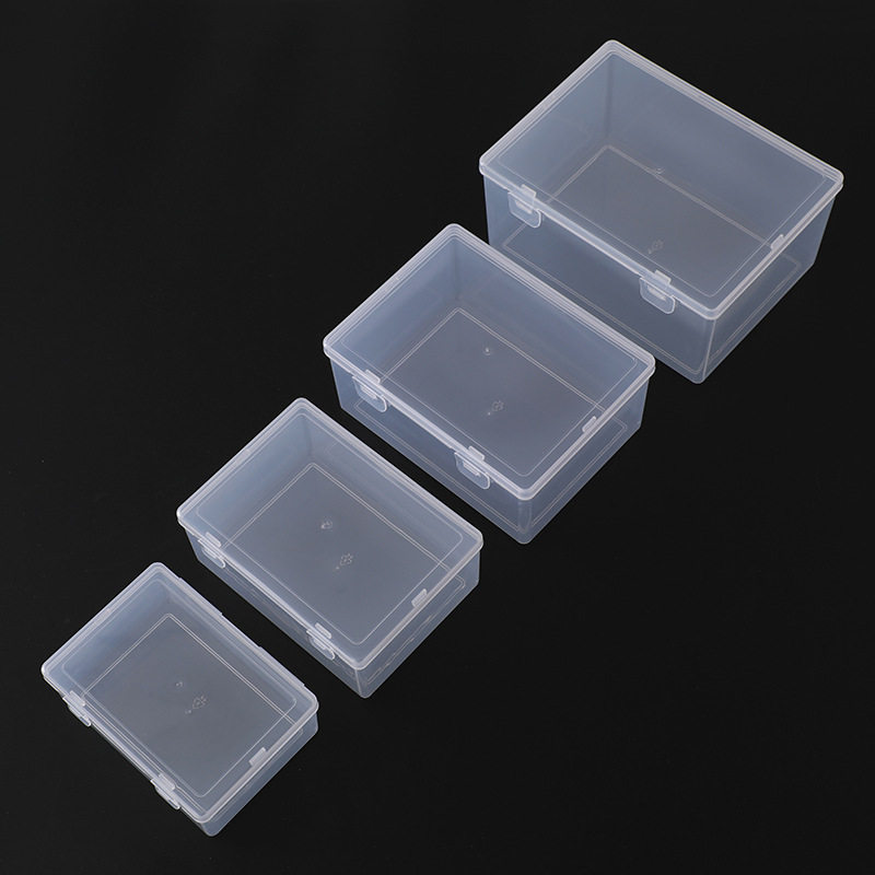 Rectangular plastic box desktop organizing transparent empty box cotton swab floss component organizing storage box large stationery box