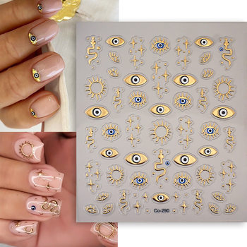 Cross-Border Temu2025 New Four-Pointed Star Nail Art Stickers Embossed Angel Eyes 5D Nail Stickers Zodiac Snake Year Stickers