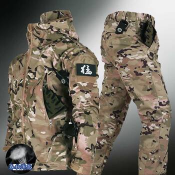 Outdoor Sharkskin Jacket Suit Men's Spring & Fall Thin Soft Shell Suit Mountaineering Suit Breathable Windproof Waterproof Fishing