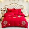 New Classy New Wedding Four-Piece Wedding Gift Set, Red Brushed Cotton Printed 4-Piece Set, Live Broadcast Hot Wholesale