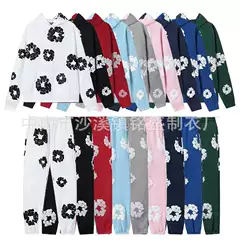 Cross-Border Popular European and American Plus-Size Foam Print Hooded Sweatshirt and Pants Set, Foreign Trade Autumn and Winter Casual Loungewear