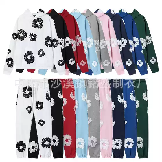Cross-Border Popular European and American Plus-Size Foam Print Hooded Sweatshirt and Pants Set, Foreign Trade Autumn and Winter Casual Loungewear