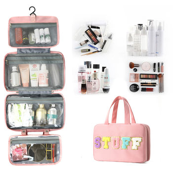 Cross-border Large Capacity Cosmetic Bag 40% Fold Dry and Wet Separable Portable Hanging Toiletries Storage Cosmetic Bag