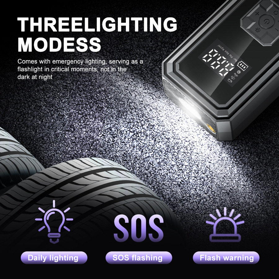 Car Air Pump Small Car Air Pump Electric Portable with Lighting Digital Display Inflatable Pump Electric Air Pump