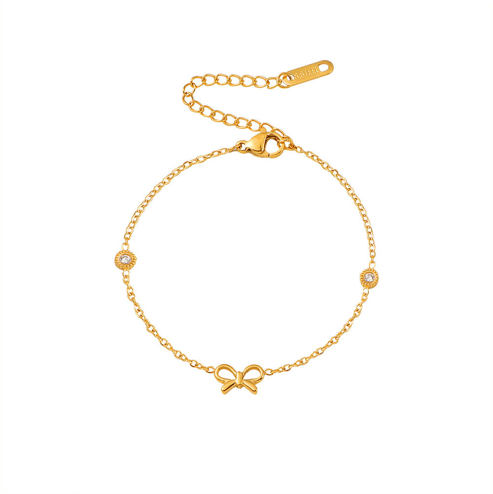 Fashionable, Compact and Exquisite Bow Bracelet for Women, Titanium Steel, Non-Fading, 2025 New Style, 18K Gold, Versatile and High-End