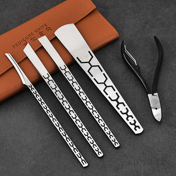 Stainless steel pedicure knife five-piece set to remove dead skin calluses pedicure knife tool chick nose pliers Yangzhou three knife set