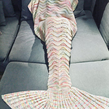 Mermaid Blanket Fish Tail Air Conditioning Blanket Sofa Blanket Wool Knitted Nap Blanket Birthday Gift Creative Gift