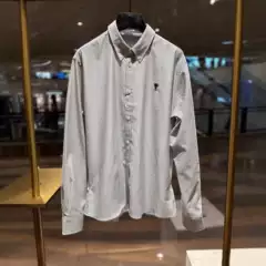 25 Years of Autumn and Winter New Casual Fashion Striped Men's Long-Sleeve Shirt with Embroidered Logo on the Chest