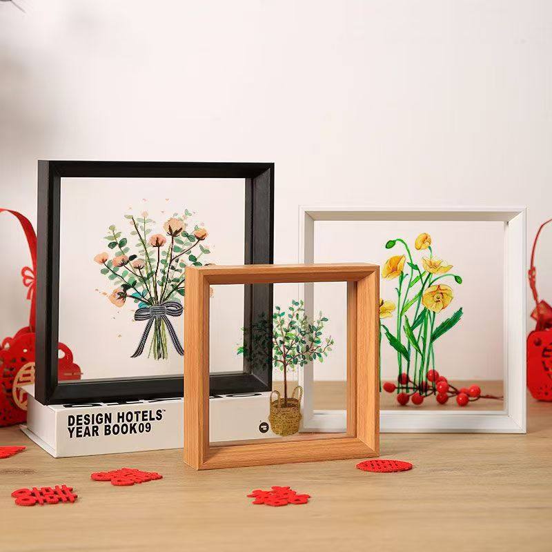 Chinese style double-sided transparent photo frame setting table hand-embossed paper-cut work mounting frame plant specimen display frame