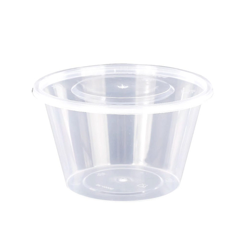 Disposable lunch box transparent bowl round fast food packing box fast food lunch box with lid takeaway plastic packaging box wholesale