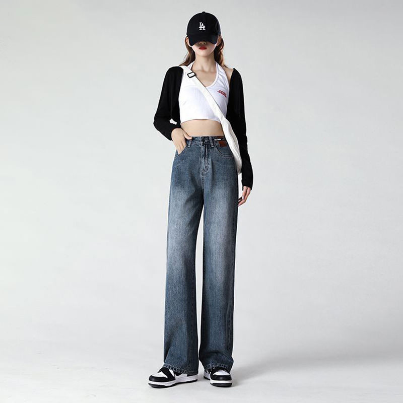 Womens Distressed Wide Leg Jeans Loose Fit High Waisted Versatile Style Spring Fashion Wholesale Available
