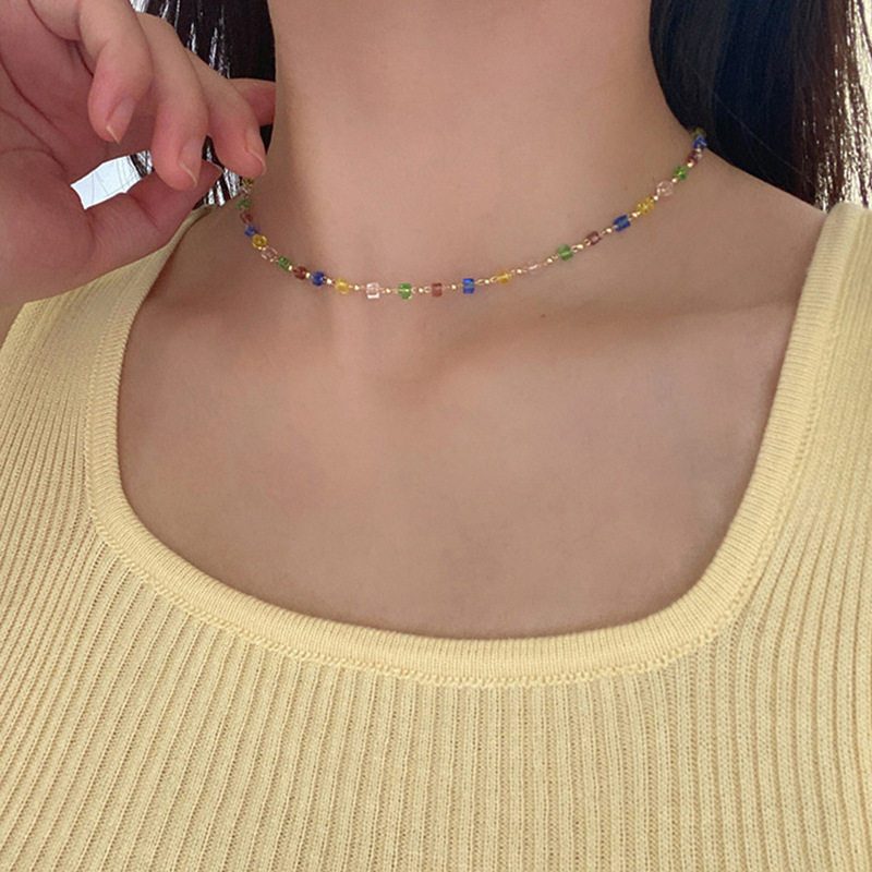 Colorful Niche Necklace Women's Trendy Popular Clavicle Chain 2025 New Ins Simple Neck Chain Neck Jewelry Neck Strap