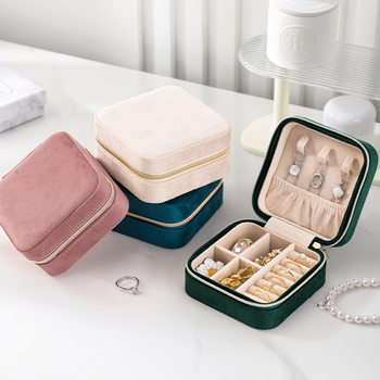 Shangpin Jewelry Storage Box Flannel Jewelry Storage Ear Ring Necklace European and American Cross-border Portable Jewelry Box