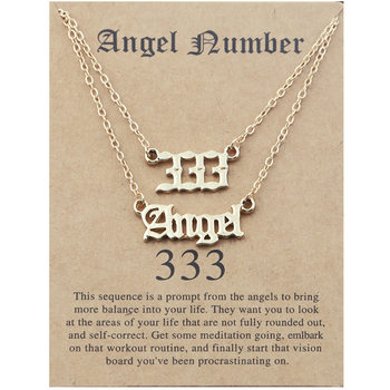 Cross-Border New Angel lucky Number Angel Number set clavicle chain Amazon wish Card necklace