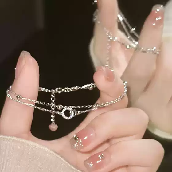 Silver Interlocking Geometric Bracelet, Light Luxury, High-End Fashion, Niche Design, Double-Layered Stacking Jewelry Wholesale