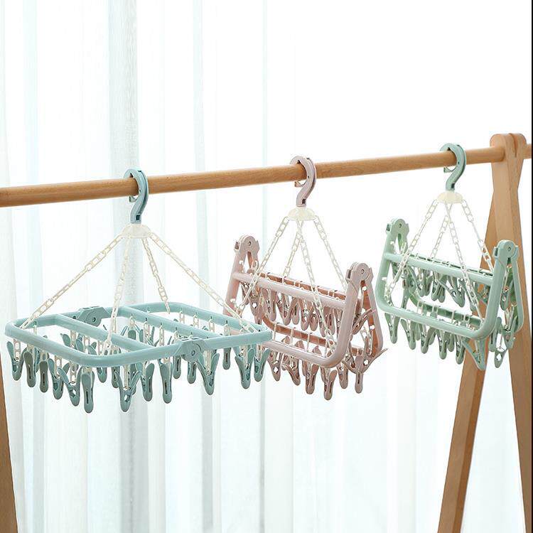32 Clip Clothes Hanger Plastic Multifunctional Clothes Hanger Multi-Head Drying Rack Intimates Intimates Socks Drying Clip Clothes Hanger Wholesale