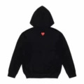 Black with a red heart zipper on the back