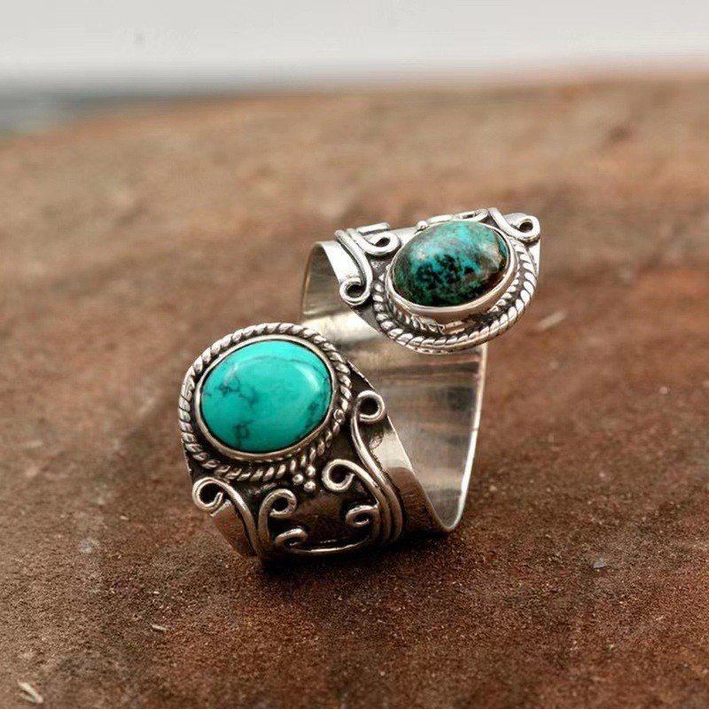 Yingshang cross-border wish hot sale retro inlaid turquoise...