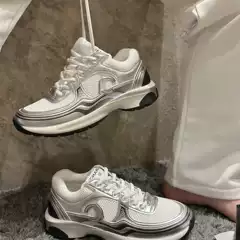 Guangzhou Top 24c Small Fragrant Style Color blocked Mesh Dad Shoes Gold Corner King Thick Bottom Sports Shoes Silver Corner King Height Increase
