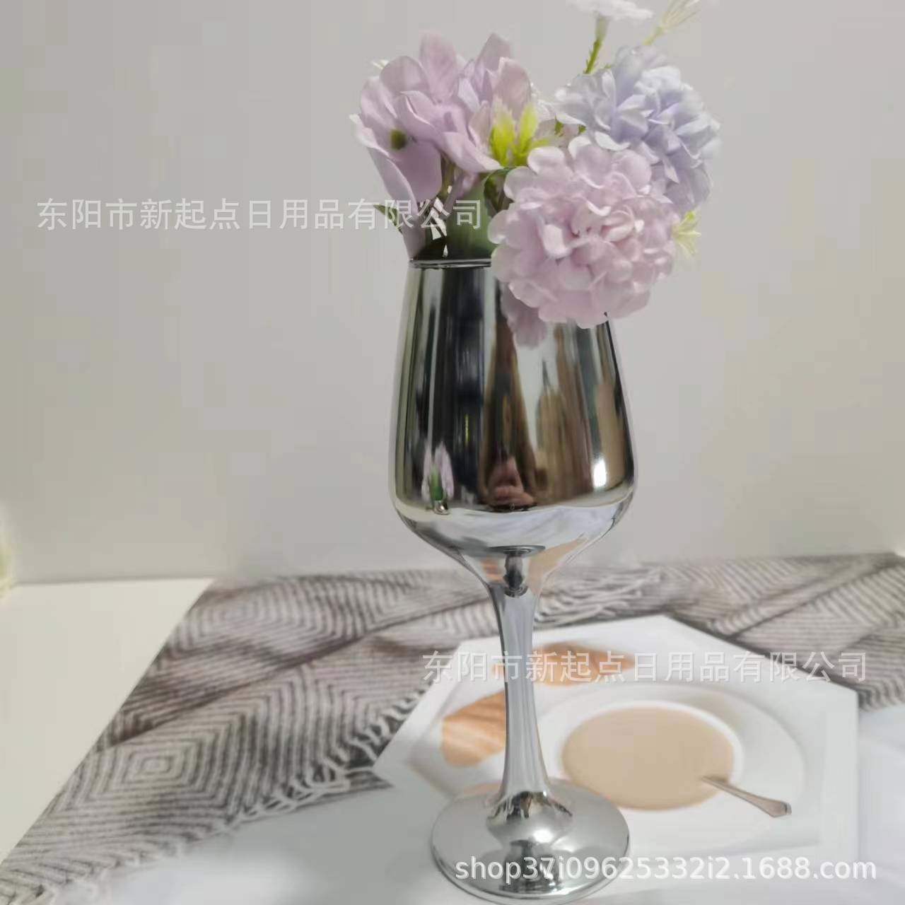 Silver Goblet Wine Glass for Home Bar Cocktail Wine Goblet Champagne Glass