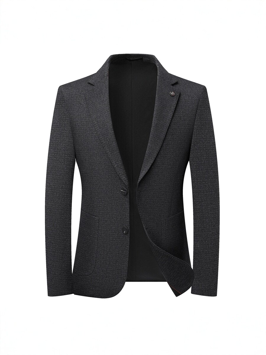 Áo blazer nam dệt kim dày dặn dáng ôm chống nhăn phong cách công sở — Màu xanh lam, màu xám