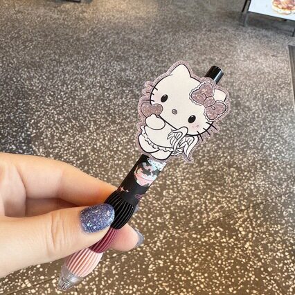 可爱KT猫黑笔按动式ins学生闺蜜挂件限定圆珠笔高颜值可爱少女心