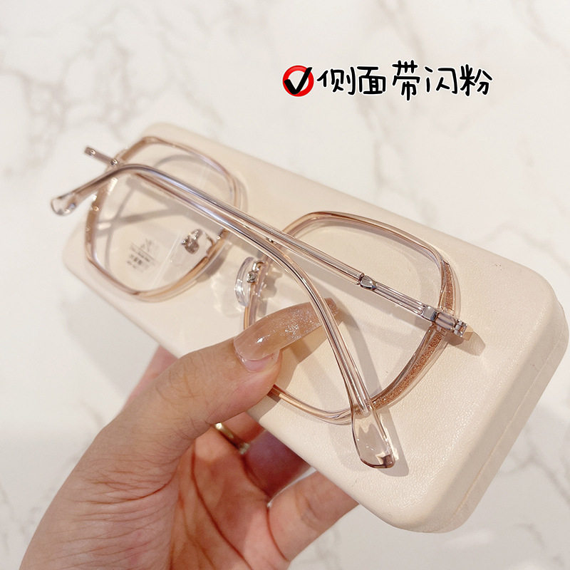 M2857 Multi-side Plain-shaped Glasses Frame Korean Women's Available Proximity Mirror Trendy Glitter Anti-blue Little Red Book Explosions