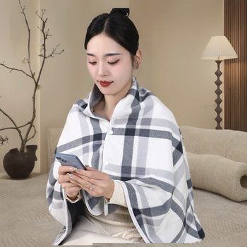 Cross-Border Trendy Women's Gray and White Checkered Shawl Blanket, Warm, Fashionable, High-Quality, Vibrant Colors, Lunch Break Blanket Wholesale