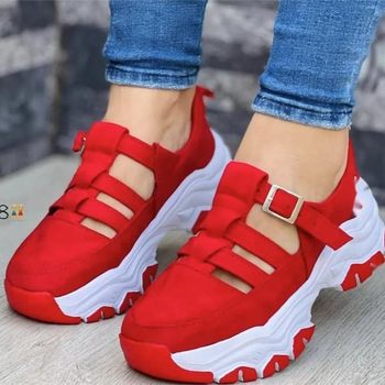 Foreign Trade plus size Sandals Women's 2025 in stock Spring and Autumn New Round Head Thick Bottom Low Buckle Flat Casual sneaker