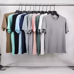 Cross-Border Supply Summer New Pure Color Chest Patch Short-Sleeved Loose Cotton T-Shirt for Men and Women