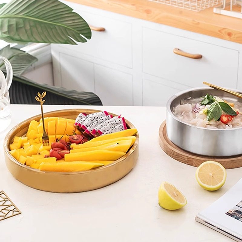 Thick stainless steel sashimi ice plate salmon plate special for fish raw Ice Butterfly sushi plate seafood plate round fruit plate